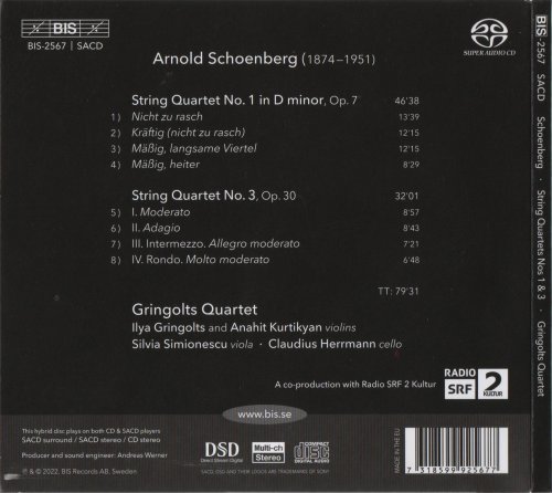 Gringolts Quartet - Schoenberg: String Quartets Nos. 1 & 3, Opp. 7 & 30 (2022) [SACD]