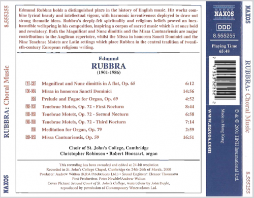 Choir Of St. John's College, Edward Lyon - RUBBRA: Nine Tenebrae Motets / Magnificat and Nunc Dimittis (2001)