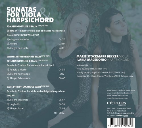 Ilaria Macedonio, Marie Stockmarr Becker - Graun / Bach / Bach: Sonatas for Viola and Harpsichord (2024) [Hi-Res]