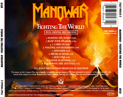 Manowar - Fighting The World (1987) (1st Press) CD-Rip