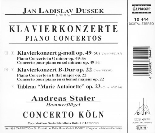 Andreas Staier, Concerto Köln - Dussek: Piano Concertos op.49, 22 & “Tableau 'Marie Antoinette'” (1995) CD-Rip