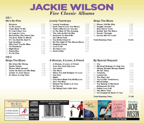 Jackie Wilson - Five Classic Albums (He's so Fine / Lonely Teardrops / Sings the Blues / a Woman, a Lover, a Friend / By Special Request) (Digitally Remastered) (2021)