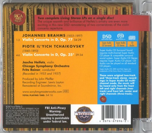 Jascha Heifetz, Fritz Reiner - Brahms, Tchaikovsky: Violin Concertos (1955, 1957) [2005 DSD]