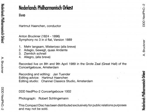 Netherlands Philharmonic Orchestra, Hartmut Haenchen - Bruckner: Symphony No.3 (1990)