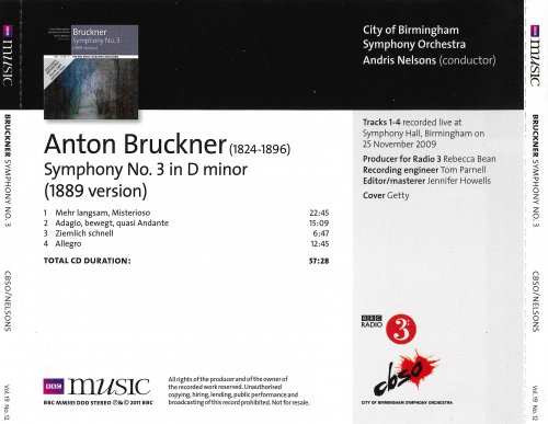 City of Birmingham Symphony Orchestra, Andris Nelsons - Bruckner: Symphony No. 3 (1889 Version) (2011)