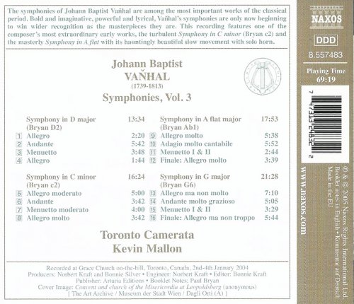 Toronto Camerata, Kevin Mallon - Vanhal: Symphonies, Vol. 3 (2005) CD-Rip