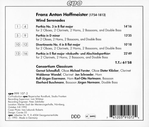 Consortium Classicum - Hoffmeister: Wind Serenades, Vol. 1 (1993) CD-Rip