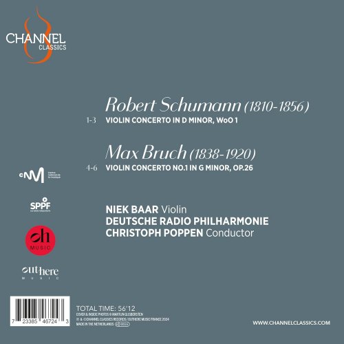 Niek Baar, Christoph Poppen, Deutsche Radio Philharmonie - Schumann & Bruch: Violin Concertos (2024) [Hi-Res]