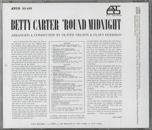 Betty Carter - 'Round Midnight (1963) [2012 Japan 24-bit Remaster]