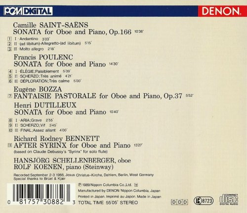 Hansjörg Schellenberger, Rolf Koenen - Saint-Saëns, Poulenc, Dutilleux: Oboe Sonatas (1989) CD-Rip