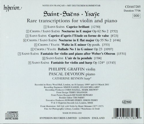 Philippe Graffin, Pascal Devoyon - Saint-Saëns & Ysaÿe: Rare Transcriptions for Violin and Piano (2002) CD-Rip