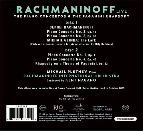 Rachmaninoff International Orchestra, Mikhail Pletnev, Kent Nagano - Rachmaninoff Live - The Piano Concertos & The Paganini Rhapsody (Live) (2024) [Hi-Res]