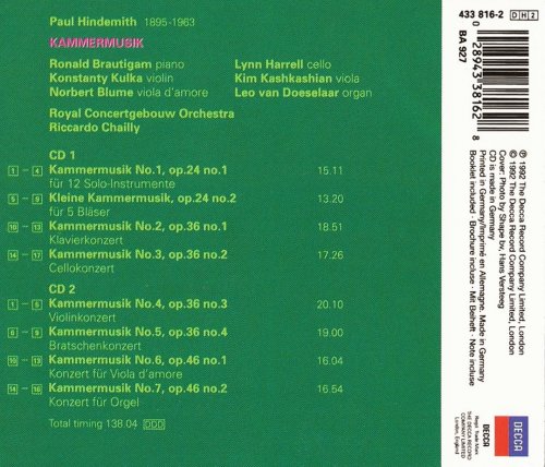 Royal Concertgebouw Orchestra, Riccardo Chailly - Paul Hindemith - Kammermusik 1-7 (1992) CD-Rip