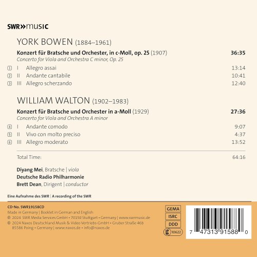 Diyang Mei, Brett Dean, Deutsche Radio Philharmonie - York Bowen, William Walton - Viola Concertos (2024) [Hi-Res]