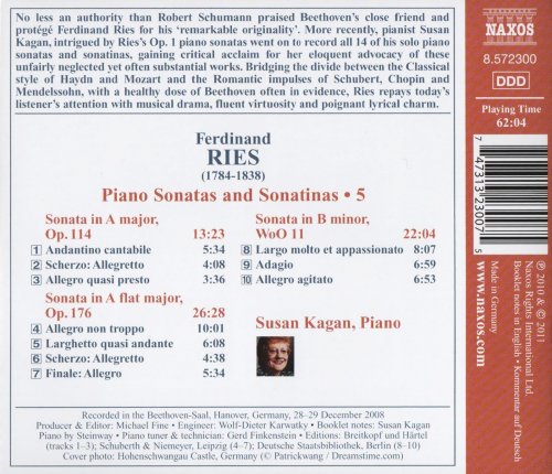 Susan Kagan - Ries: Piano Sonatas and Sonatinas, Vol. 5 (2010) CD-Rip