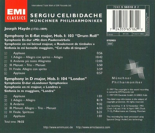 Münchner Philharmoniker, Sergiu Celibidache - Haydn: Symphonies “Drum Roll” & “London” (1997) CD-Rip