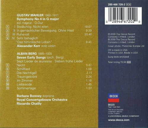 Concertgebouw Orchestra, Riccardo Chailly - Mahler: Symphony No. 4 / Berg:  7 Early Songs (2000) CD-Rip