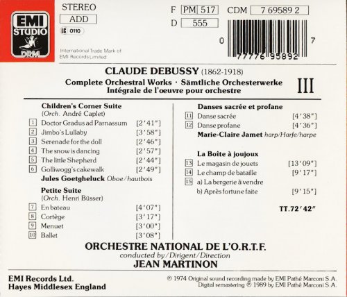 Orchestre National de l'O.R.T.F., Jean Martinon - Debussy: Complete Orchestral Works, Vol. 3 (1989) CD-Rip