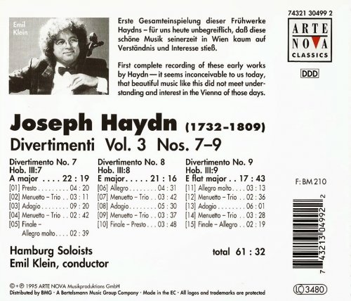 Hamburg Soloists, Emil Klein - Haydn: Divertimenti Vol. 3 - Nos. 7-9 (1995) CD-Rip