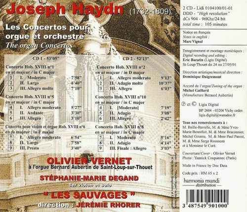 Olivier Vernet, Les Sauvages, Jérémie Rhorer - Haydn: Organ Concertos, Hob. XVIII Nos. 1, 2, 5, 6, 8 & 10 (2001) CD-Rip