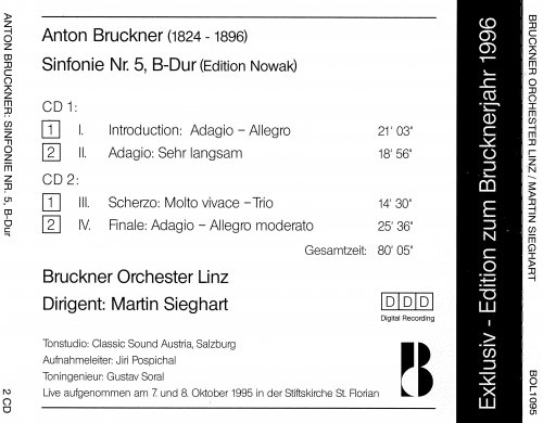 Bruckner Orchester Linz, Martin Sieghart - Bruckner: Sinfonie Nr. 5, B-Dur (1996)