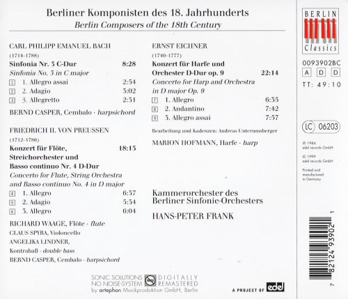 Kammerorchester des Berliner Sinfonie-Orchesters, Hans-Peter Frank - Berliner Komponisten des 18. Jahrhunderts (1999) CD-Rip