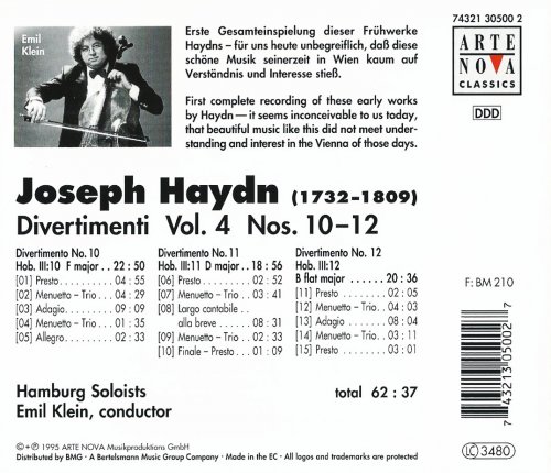 Hamburg Soloists, Emil Klein - Haydn: Divertimenti Vol. 4 - Nos. 10-12 (1995) CD-Rip