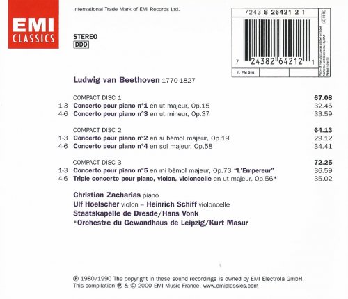 Christian Zacharias, Ulf Hoelscher, Heinrich Schiff, Kurt Masur, Hans Vonk - Beethoven: Les Concertos (1990) CD-Rip