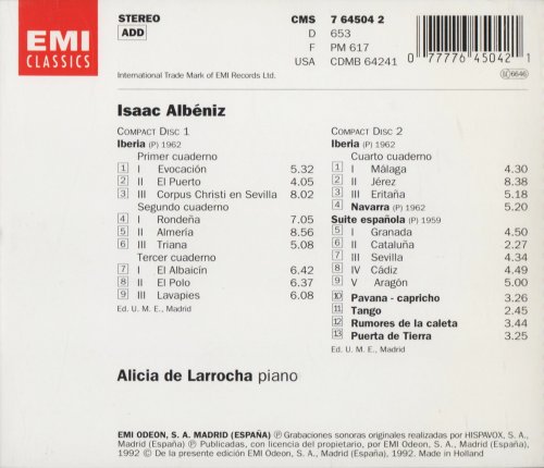 Alicia de Larrocha - Albeniz: Iberia (1992) CD-Rip