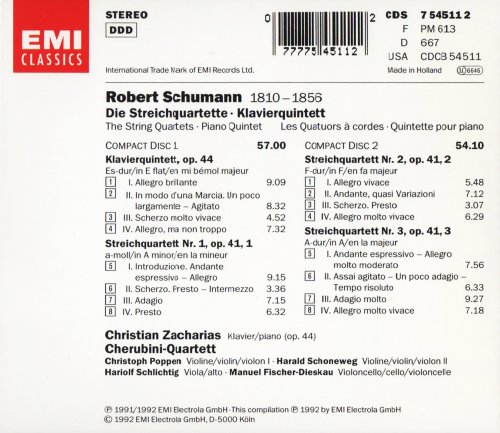 Christian Zacharias, Cherubini-Quartett - Schumann: String Quartets, Piano Quintet (1992) CD-Rip