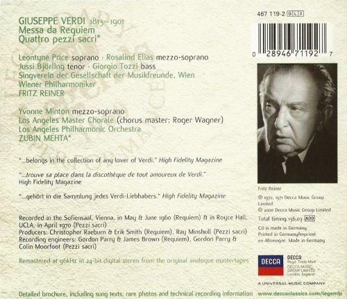 Wiener Philharmoniker, Fritz Reiner - Verdi: Requiem (2000) CD-Rip