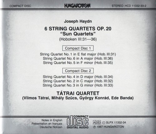 Tátrai Quartet - Haydn: 'Sun Quartets' op. 20 (1987) CD-Rip