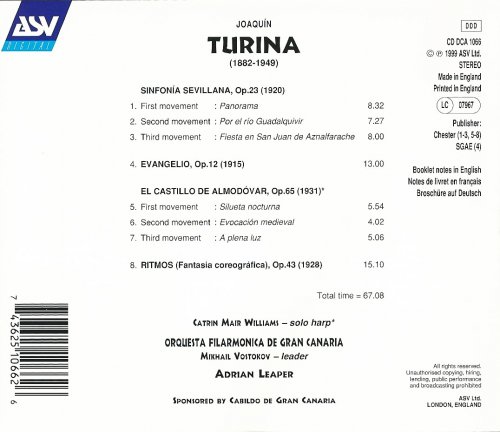 Orquesta Filarmonica de Gran Canaria, Adrian Leaper - Turina: Orchestral Works (1999) CD-Rip