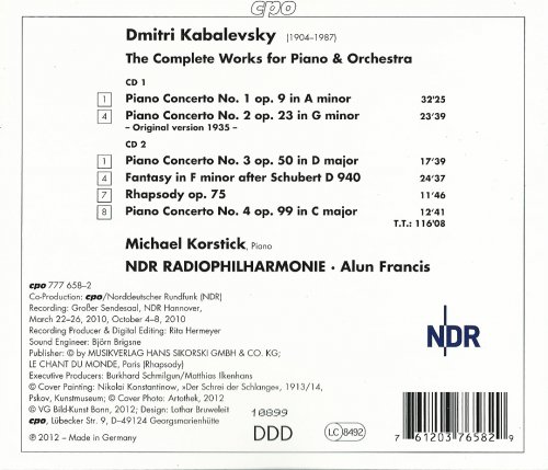 Michael Korstick, NDR Radiophilharmonie, Alun Francis - Kabalevsky: Complete Piano Concertos (2012) CD-Rip