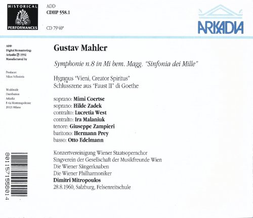 Wiener Philharmoniker, Dimitri Mitropolous - Mahler: Symphony No. 8 (1992) CD-Rip