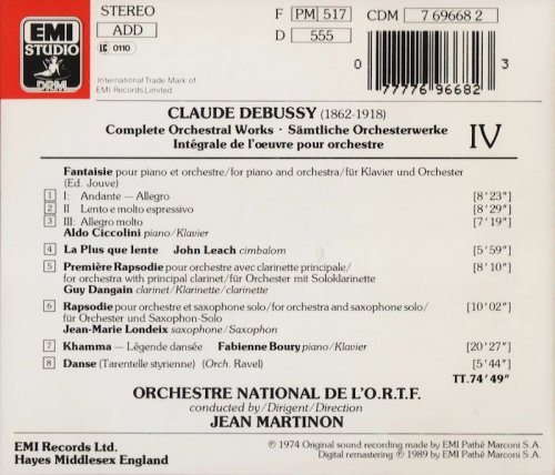 Orchestre National de l'O.R.T.F., Jean Martinon - Debussy: Complete Orchestral Works, Vol. 4 (1989) CD-Rip