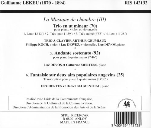 Trio A Clavier Arthur Grumiaux, Dirk Herten, Daniel Blumenthal, Catherine Mertens, Luc Devos - Lekeu: Musique de Chambre III (1994) CD-Rip