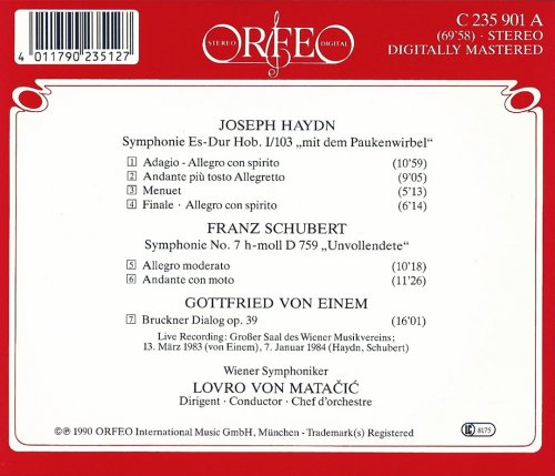 Wiener Symphoniker, Lovro von Matačić - Haydn, Schubert, von Einem: Symphonic Works (1990) CD-Rip