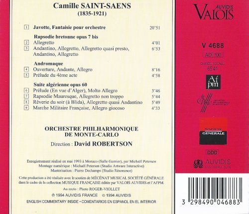 Orchestre Philharmonique de Monte-Carlo, David Robertson - Saint-Saëns: Javotte, Rapsodie bretonne, Andromaque, Suite algérienne (1994) CD-Rip