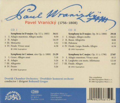 Dvořák Chamber Orchestra, Bohumil Gregor - Pavel Vranický: Symphonies (2006) CD-Rip