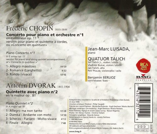 Jean-Marc Luisada, Quatuor Talich - Chopin: Piano Concerto No. 1, Dvorak: Piano Quintet No. 2 (1998) CD-Rip