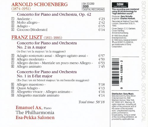 Emanuel Ax, The Philharmonia, Esa-Pekka Salonen - Schoenberg, Liszt: Piano Concertos (1993) CD-Rip