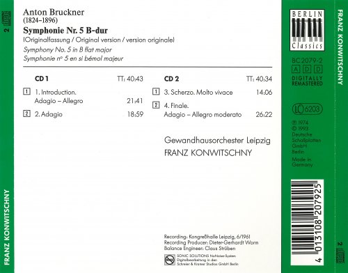 Gewandhausorchester Leipzig, Franz Konwitschny - Bruckner : Symphony No. 5 (1993)