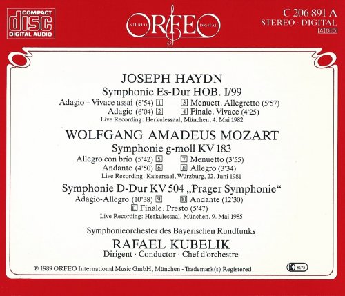 Symphonieorchester des Bayerischen Rundfunks, Rafael Kubelik - Haydn: Symphony No. 99 / Mozart: Symphonies No. 25 & 38 (1989) CD-Rip