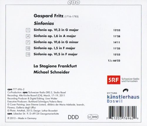 La Stagione Frankfurt, Michael Schneider - Gaspard Fritz: Sinfonias (2013) CD-Rip