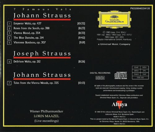 Wiener Philharmoniker, Lorin Maazel - Johann & Joseph Strauss: Waltzes (1999) CD-Rip