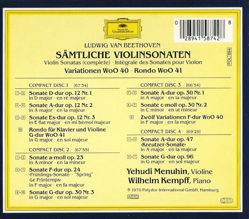 Yehudi Menuhin, Wilhelm Kempff - Beethoven: Complete Violin Sonatas (4CD) (1990) CD-Rip