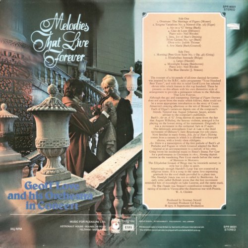 Geoff Love and His Orchestra in Concert - Melodies That Live Forever (1973) LP