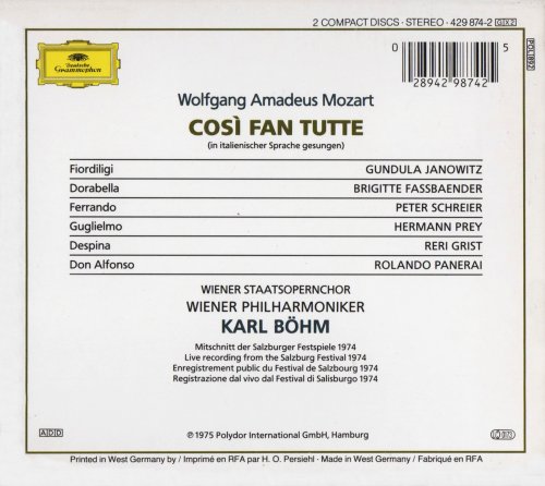 Wiener Philharmoniker, Karl Böhm - Mozart: Cosi Fan Tutte (1990) CD-Rip