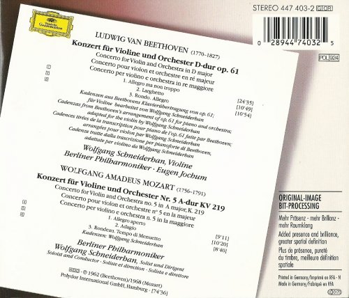 Wolfgang Schneiderhan - Beethoven, Mozart: Violin Concertos (1995) CD-Rip